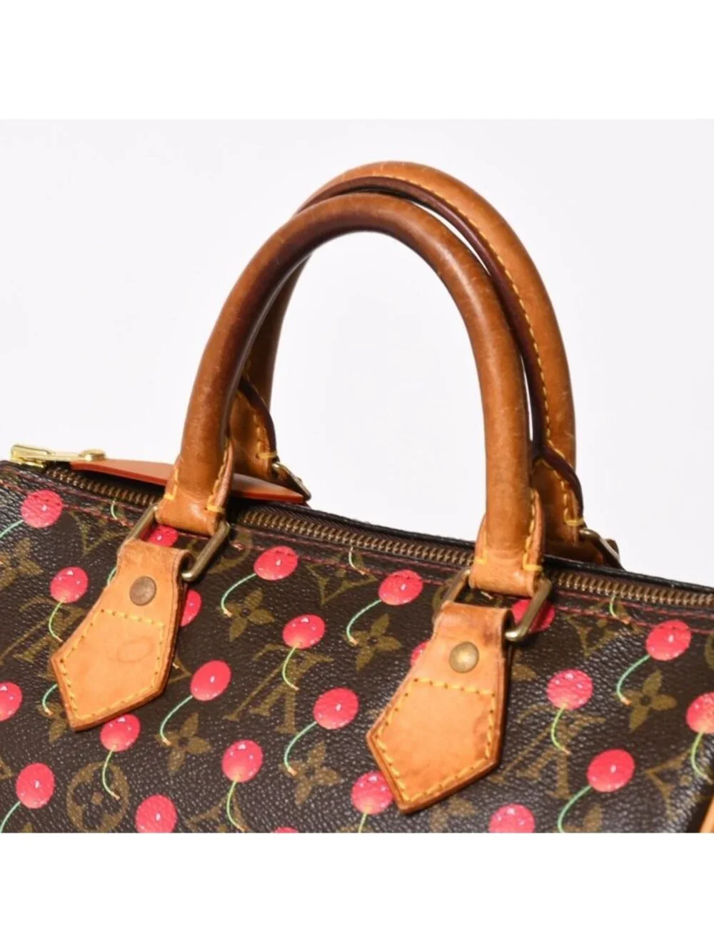 Louis Vuitton Speedy 25 Handbag Monogram Cherry Brown Takashi Murakami